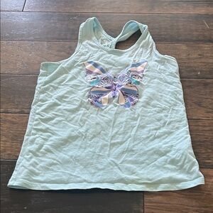 Girls Light Blue Butterfly Tank Top